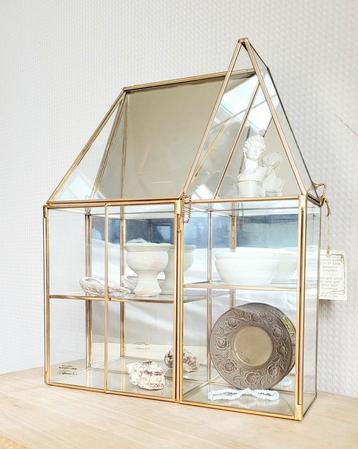 Prachtig vintage messing glazen vitrinekastje!  beschikbaar voor biedingen