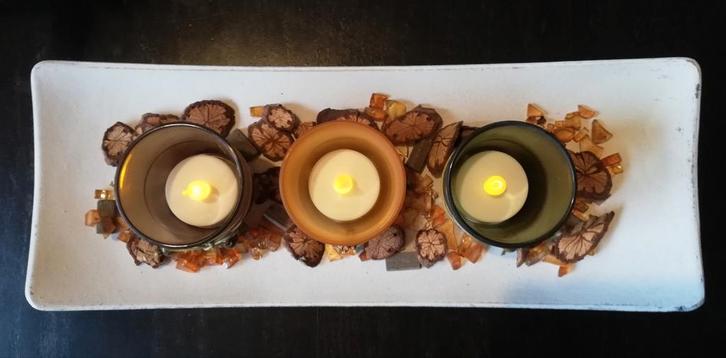 Rechthoek wit dienblad hout waxinelichthouder decoratie set, Huis en Inrichting, Woonaccessoires | Dienbladen, Nieuw, Hout, Rechthoekig