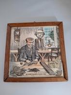 Vintage Tegel Schilderij - De Sigarenmaker, Ophalen of Verzenden