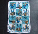 Vintage handdoek Peppermill blauw wit bloemdecor, Ophalen of Verzenden, Gebruikt, Blauw, Theedoek of Handdoek