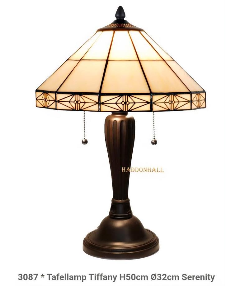 Tiffany Tafellamp Serenity - Kap 32cm, Huis en Inrichting, Lampen | Hanglampen, Nieuw, Minder dan 50 cm, Glas, Ophalen of Verzenden