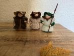 Voor de seizoenstafel, kerstgroep 3 herdertjes, wolvilt, Ophalen of Verzenden, Nieuw, Figuurtje(s), Wolvilt