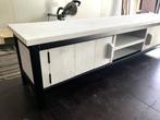 Steigerhouten Tv meubel, stalen onderstel uit eigen fabriek!, Eikenhout, 100 tot 150 cm, Nieuw, Ophalen of Verzenden