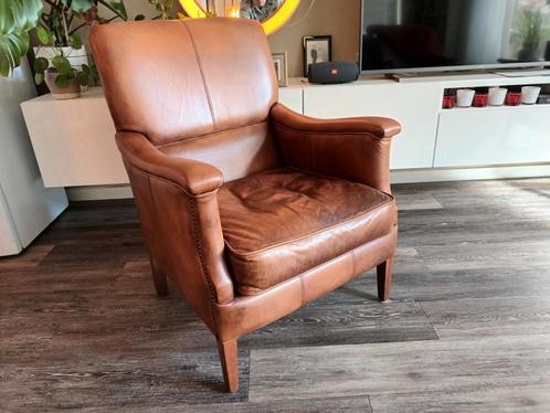 Mooie schapenleren fauteuil merk Bendic. Ned fabrikaat, Huis en Inrichting, Fauteuils, Zo goed als nieuw, Ophalen