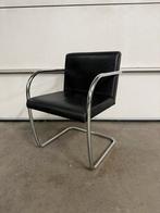 6x Fasem stoel zwart leer/chroom, Ophalen, Zwart, Leer, Zo goed als nieuw