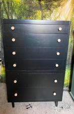 Vintage ladekast - 6 lades- zwart, Huis en Inrichting, Ophalen, Gebruikt, 5 laden of meer, 100 tot 150 cm