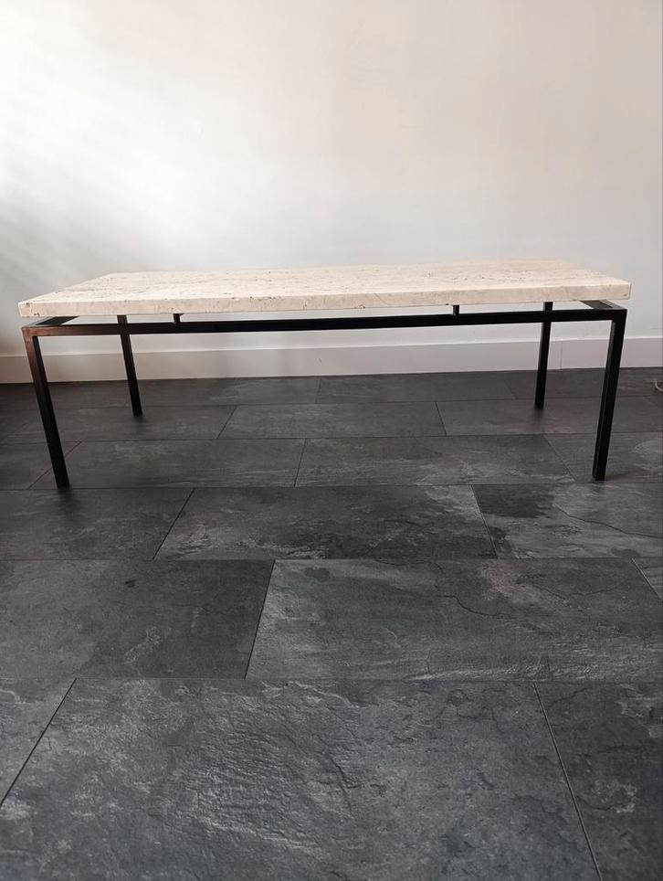 Travertine 70s Pastoe Salontafel, Huis en Inrichting, Tafels | Salontafels, Minder dan 50 cm, 50 tot 100 cm, 100 tot 150 cm, Rechthoekig