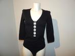 Wolford zwarte body stretch glinster kralen open deel L