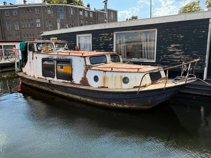 Klassieke kolenschuit met opbouw, Watersport en Boten, Motorboten en Motorjachten, Gebruikt, Staal, 9 tot 12 meter, Ophalen