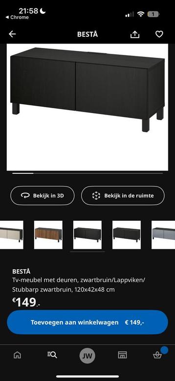 IKEA BESTA TV Meubel - Zwart - 120cm - afbeelding 5