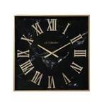 LW Collection wandklok 60x60 marmer en goud, Ophalen, Gebruikt, Analoog, Wandklok