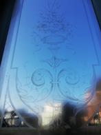 241hx115,5br Smalle hoge dubbele deur prachtig geetst glas, Antiek en Kunst, Ophalen