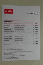 2002 Aprilia prijslijst Atlantic Falco CapoNord Futura Mille, Ophalen of Verzenden, Overige merken