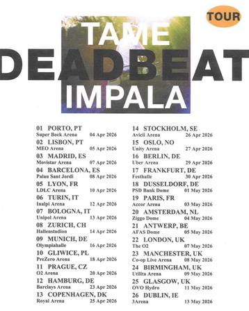 Tame impala amsterdam beschikbaar voor biedingen