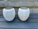 2 witte ronde bloempotten voor binnen, Ophalen, Gebruikt, Rond, Binnen