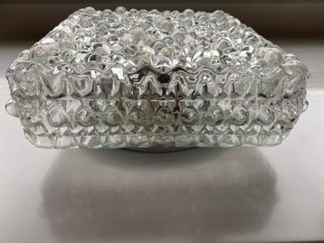 Vintage Plafonnière van dik glas met bolstructuur beschikbaar voor biedingen