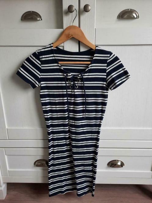 Marine Blauw Wit Gestreepte Strakke Jurk Maat XS 34/S 36, Kleding | Dames, Jurken, Zo goed als nieuw, Maat 34 (XS) of kleiner