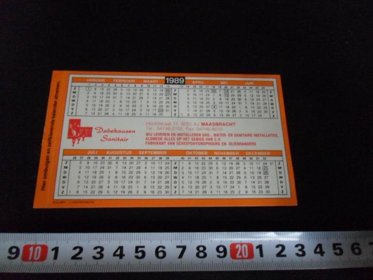 sticker kalender 1989 maasbracht dabekausen sanitair, Verzamelen, Stickers, Zo goed als nieuw, Bedrijf of Vereniging, Ophalen