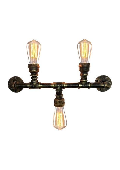 Wandlamp - 2 fittingen - Zwart - Industrieël, Huis en Inrichting, Lampen | Wandlampen, Nieuw, Metaal, Overige materialen, Ophalen of Verzenden
