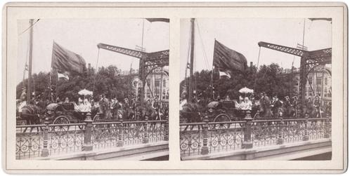 Stereofoto 2 - Rotterdam - Noorderbrug Brug Koets Koningin, Verzamelen, Foto's en Prenten, Gebruikt, Foto, Overige onderwerpen