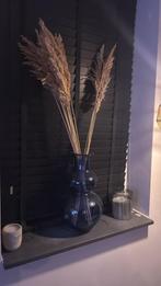 Blauwe Grote vaas 40 cm hoog, Blauw, Ophalen of Verzenden, Minder dan 50 cm, Glas