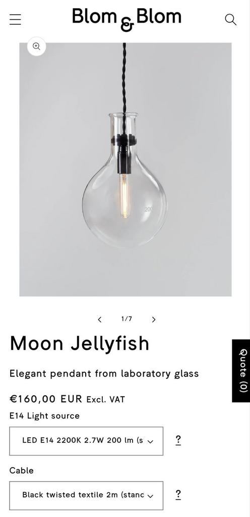 Moon Jellyfish Hanglamp - Laboratoriumglas, Ophalen of Verzenden, Modern, Minder dan 50 cm, Glas
