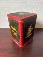 Antiek Meinl Tee Rood Theeblik, Blik, Container, Schip Decor, Verzamelen, Blikken, Ophalen of Verzenden, Gebruikt, Thee, Overige merken