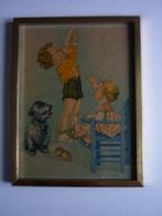 Schilderijtje, vintage jaren 30, oude kinderprent., Gebruikt, Ophalen of Verzenden