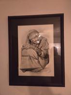 Getekende Thaise vrouw met Lijst, Ophalen of Verzenden