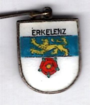 Erkenlenz email op zilverkl stadswapen speldje ( H_207 ) beschikbaar voor biedingen