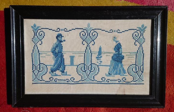 ~1850 geboduurd Vollendamse visserman en vrouw, Antiek en Kunst, Kunst | Schilderijen | Klassiek, Ophalen of Verzenden