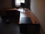houten bureau hoek met archief kasten, Huis en Inrichting, Bureaus, Ophalen, Gebruikt, Bureau