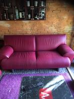 Leolux 2 en 3 zitter leder donkerrood, Ophalen, Gebruikt, 150 tot 200 cm, Tweepersoons