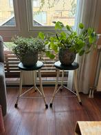 Twee vintage krukjes van brabantia donkergroen, Ophalen, Gebruikt, Staal