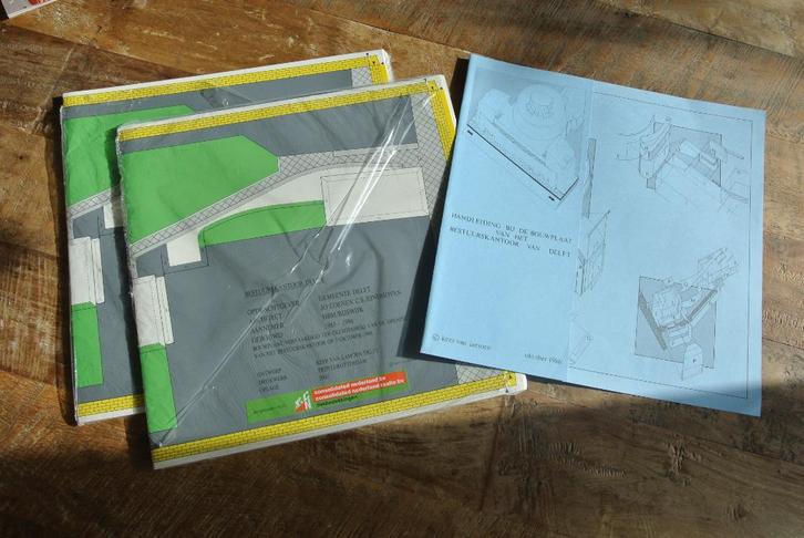 2x bouwplaat 1986 BESTUURSKANTOOR van Delft  > ZELDZAAM, Hobby en Vrije tijd, Tekenen, Nieuw, Overige typen, Ophalen of Verzenden