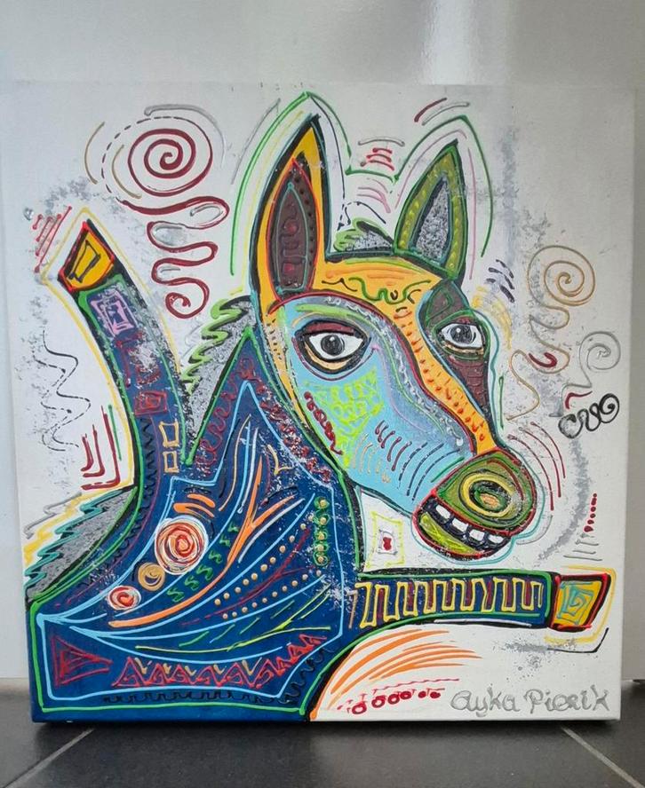 2 kleurrijke schilderijen van Ayka Art, Antiek en Kunst, Kunst | Schilderijen | Klassiek, Ophalen of Verzenden