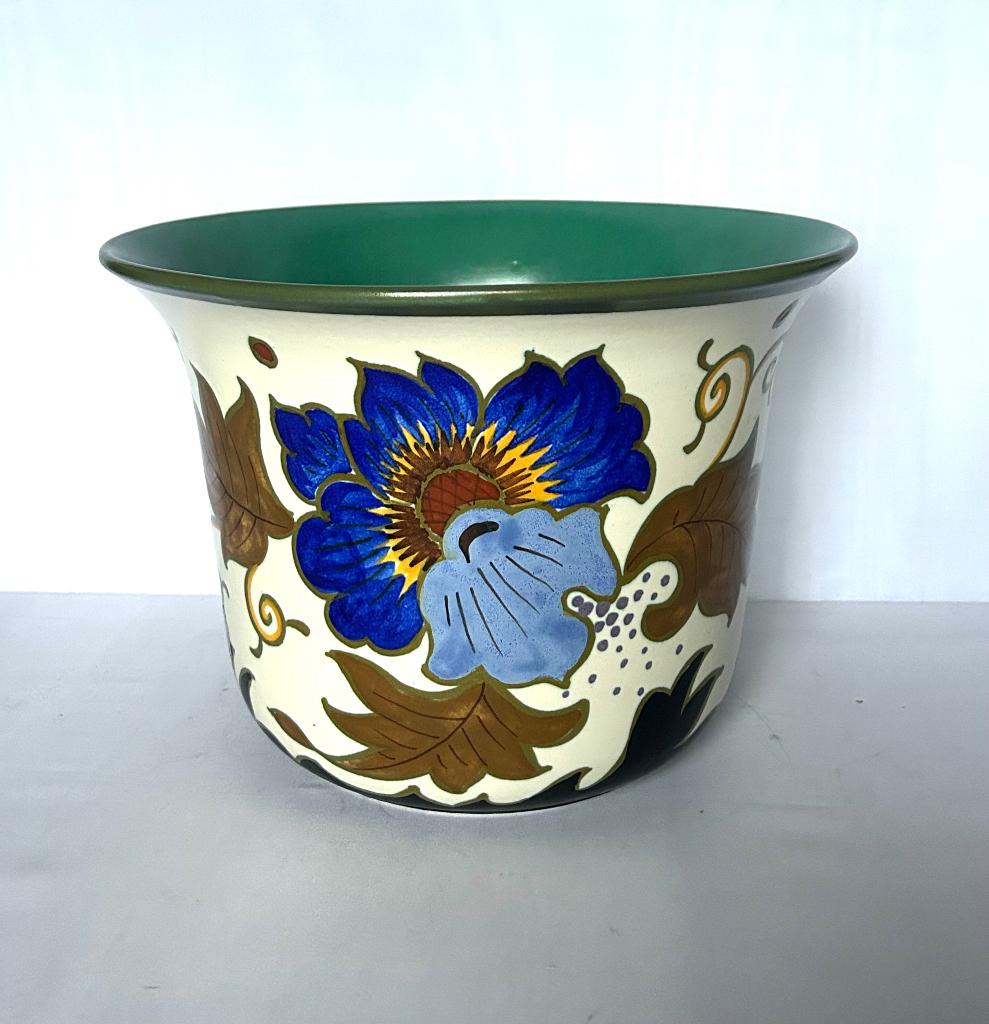 Plateel bloempot Gouda Holland Gobelin Koninklijk keramiek, Antiek en Kunst, Antiek | Keramiek en Aardewerk, Ophalen of Verzenden
