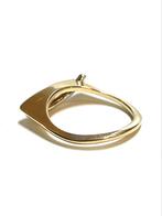 14k geel en witgouden ring met een diamant, 18 tot 19, -, -, Ophalen of Verzenden