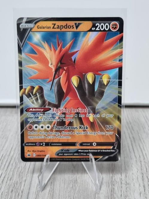 Galarian Zapdos V 80 Chilling Reign, Hobby en Vrije tijd, Verzamelkaartspellen | Pokémon, Zo goed als nieuw, Losse kaart, Verzenden