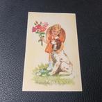 Meisje met hond, Ophalen of Verzenden, 1940 tot 1960, Gelopen, Feest(dag)