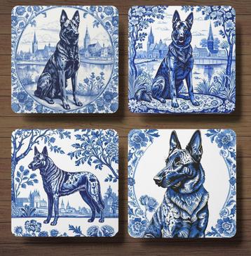 Hollandse Herder Delfts Blauw onderzetters met houder beschikbaar voor biedingen