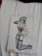 Pinup Chanel kaart met sieraadbroche,speld, vintage erotiek, Verzamelen, Ophalen of Verzenden