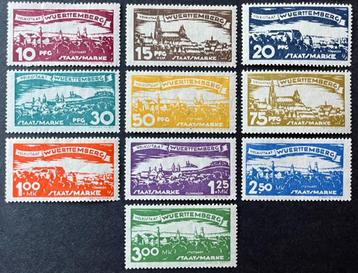 Duitse Rijk Württemberg 1920 dienstmarken Michel 272-281 beschikbaar voor biedingen