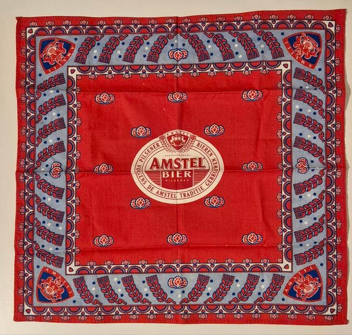 Vintage Amstel Bier Bandana/Zakdoek, Verzamelen, Biermerken, Gebruikt, Overige typen, Amstel, Ophalen of Verzenden