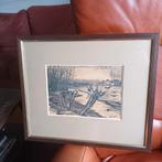 Houtskool tekening,  hollands landschap met knotwilgen, Antiek en Kunst, Ophalen of Verzenden