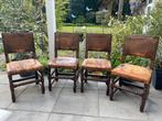 Vier Antieke eiken leren stoelen uit ongeveer 1820, Antiek en Kunst, Antiek | Meubels | Stoelen en Banken, Ophalen of Verzenden