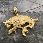 14k gouden panter kettinghanger hanger 14 karaat massief, Ophalen of Verzenden, Zo goed als nieuw, Goud, Kruis of Symbool