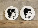 Set emaille deurbordjes man | vrouw | zwart wit | pictogram, Ophalen of Verzenden
