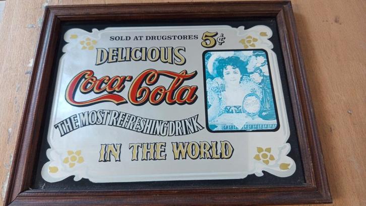 Coca-Cola Spiegel Reclamebord 26x34, Verzamelen, Merken en Reclamevoorwerpen, Gebruikt, Reclamebord, Ophalen