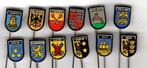 12 speldjes WAPEN ELF FRIESE STEDEN PLUS FRIESLAND (A8), Verzamelen, Speldjes, Pins en Buttons, Verzenden, Gebruikt, Overige onderwerpen